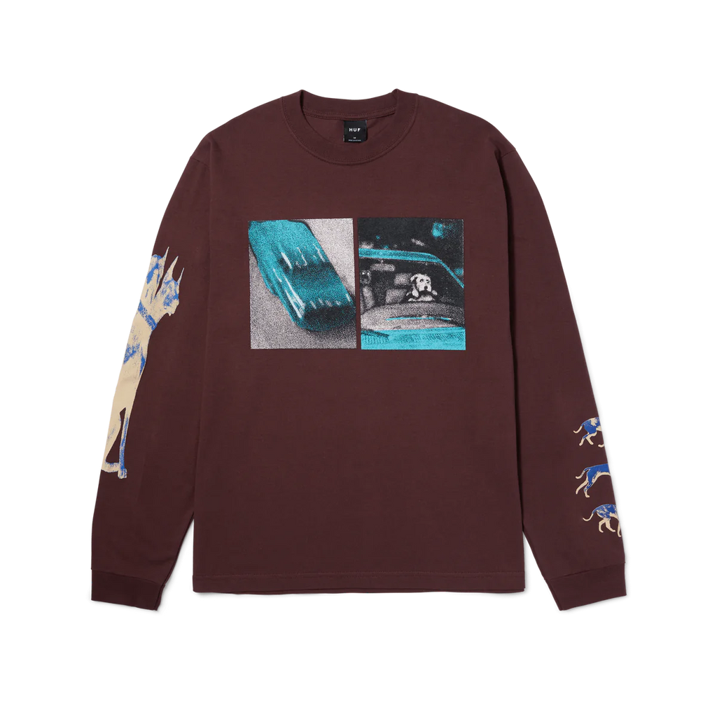 Huf Worldwide-Red Means Go Long Sleeve -Maroon